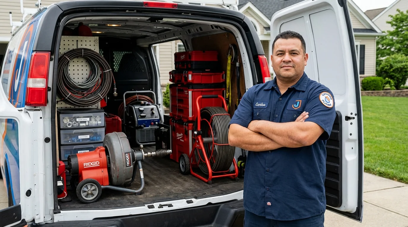 Professional drain cleaning equipment and Johns Plumbing LLC plumber in Ladysmith