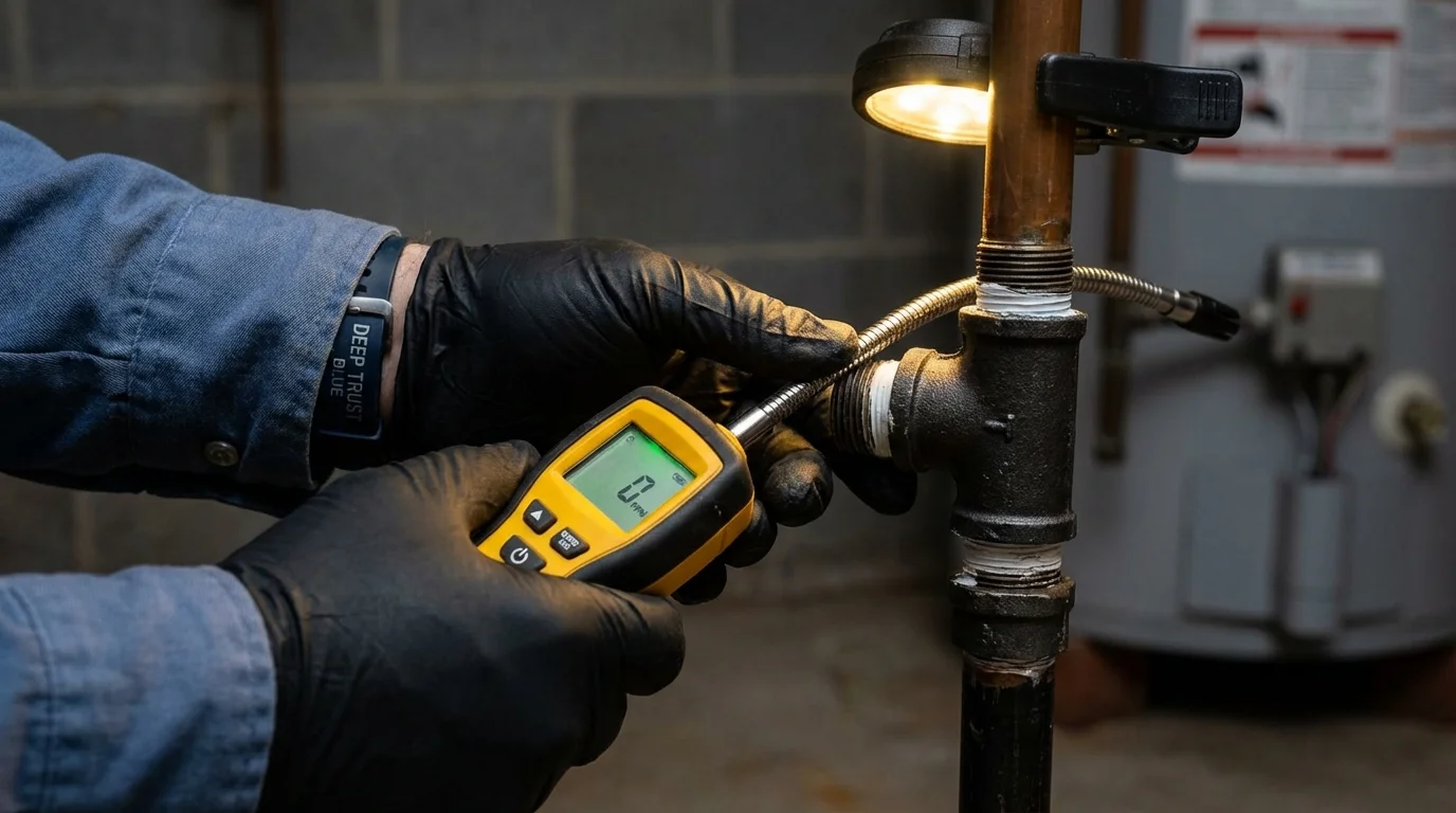 Gas leak detection with electronic sniffer by Johns Plumbing LLC in Ladysmith