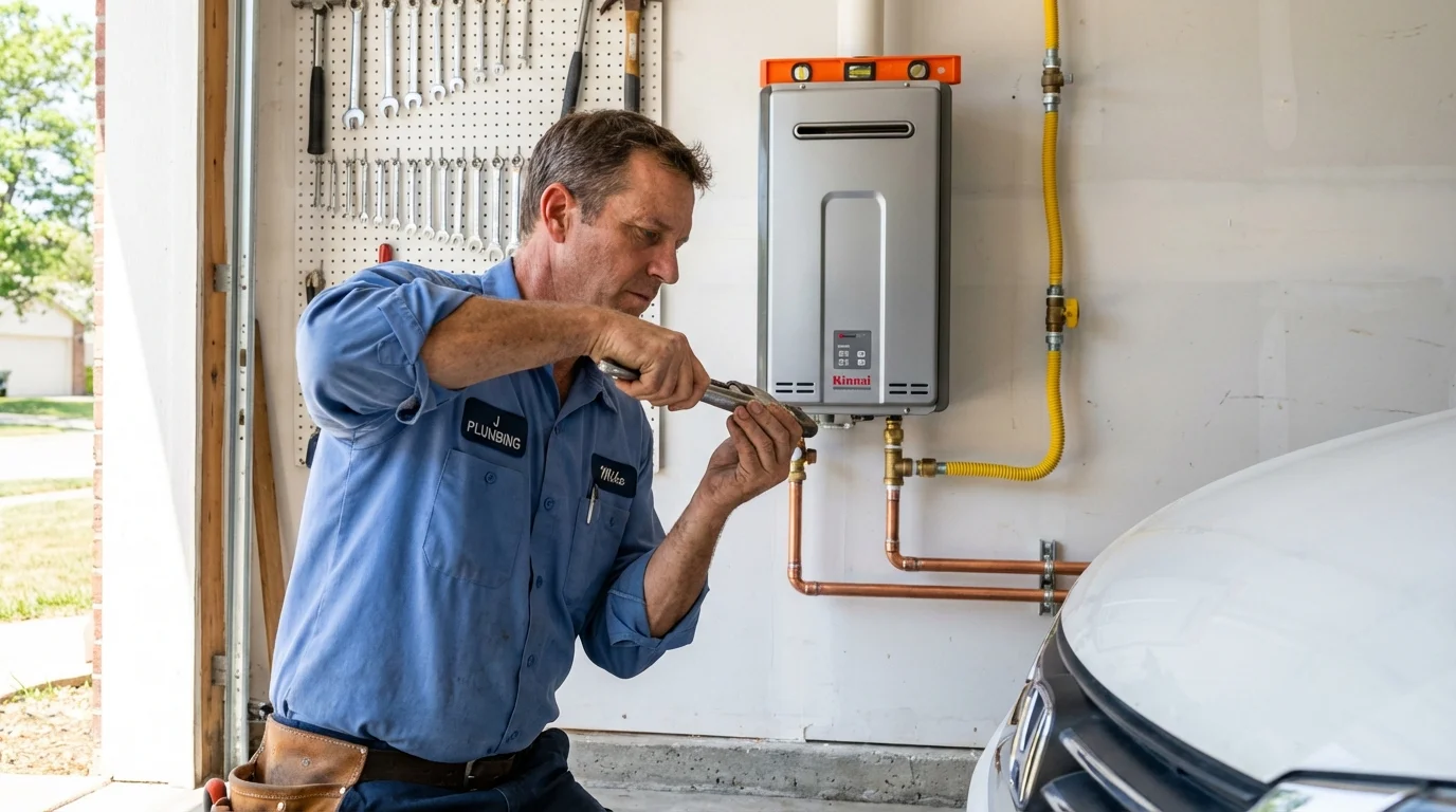 Tankless water heater installation by a Johns Plumbing LLC plumber in Ladysmith